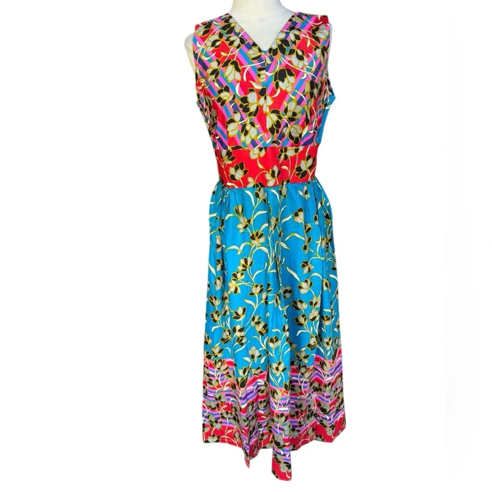 NWOT 1970s Lounge Craft, 100% Cotton, Hawaiian Inspired, Maxi‎ Dress